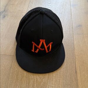 Stylish Black Kids Cap with Orange Logo